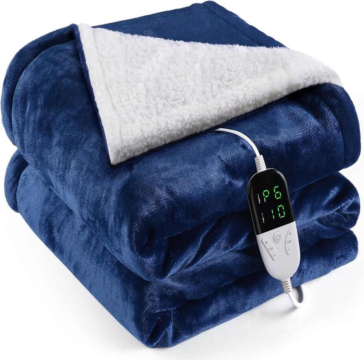 ApexArte® Elektrische Deken 2 Persoons - Warmtedeken Elektrisch - Extra Zacht - Blauw