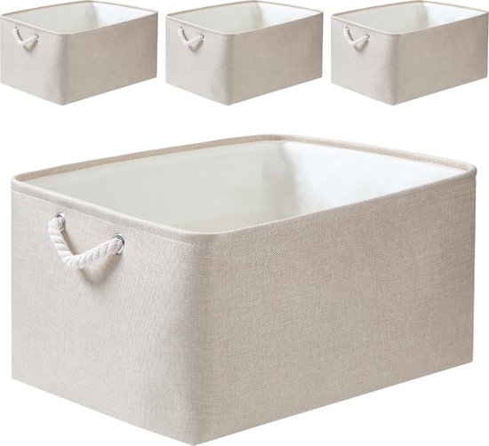 Opbergmand, Stoffen Opbergdoos, Organizer Met 2 Handgrepen Aan Beide Zijden Opvouwbaar Waterdicht Linnen Organizer Sets 4 Stuks