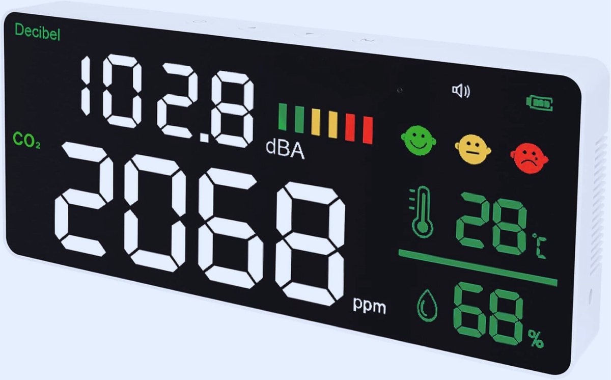 Air PRO CN20 Compleet Microklimaat Analyzer Voor Personen Met Gevoeligheden – CO₂ -- Geluids- Temperatuur- En Vochtigheidsmonitor