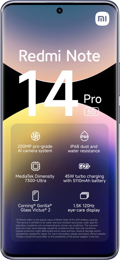 Xiaomi Redmi Note 14 Pro - 5G - 8Go/256Go - Violet Lavande