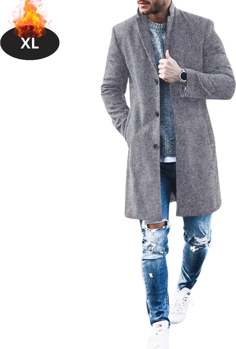 Bovista Mantel Heren Tussenmantel Jas Mantelpakje Trenchcoat Overjas Overcoat Winter Grijs