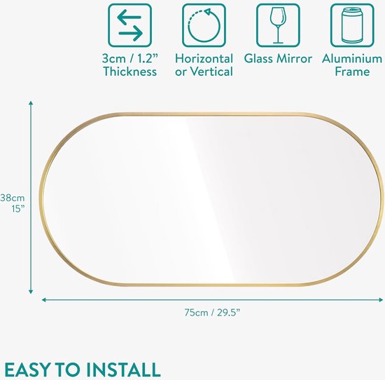 Muurspiegel zilver 51 x 141 cm BELLAC | Gratis Levering