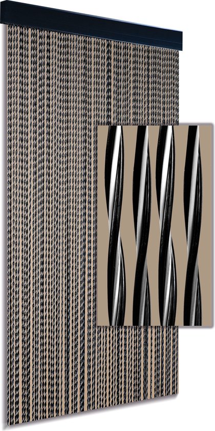 DEGOR - vliegengordijn - deurgordijn - Palerma - zwart/wit - 90x210cm