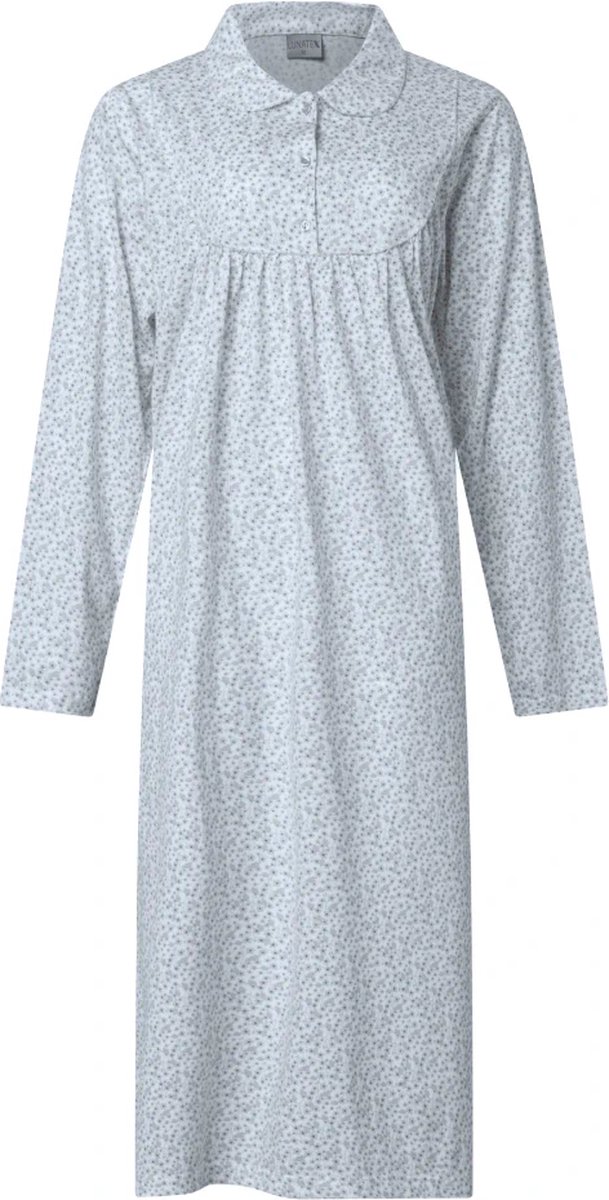 Lunatex klassiek dames nachthemd 224177 - 100% katoen - blauw Wit met blauw