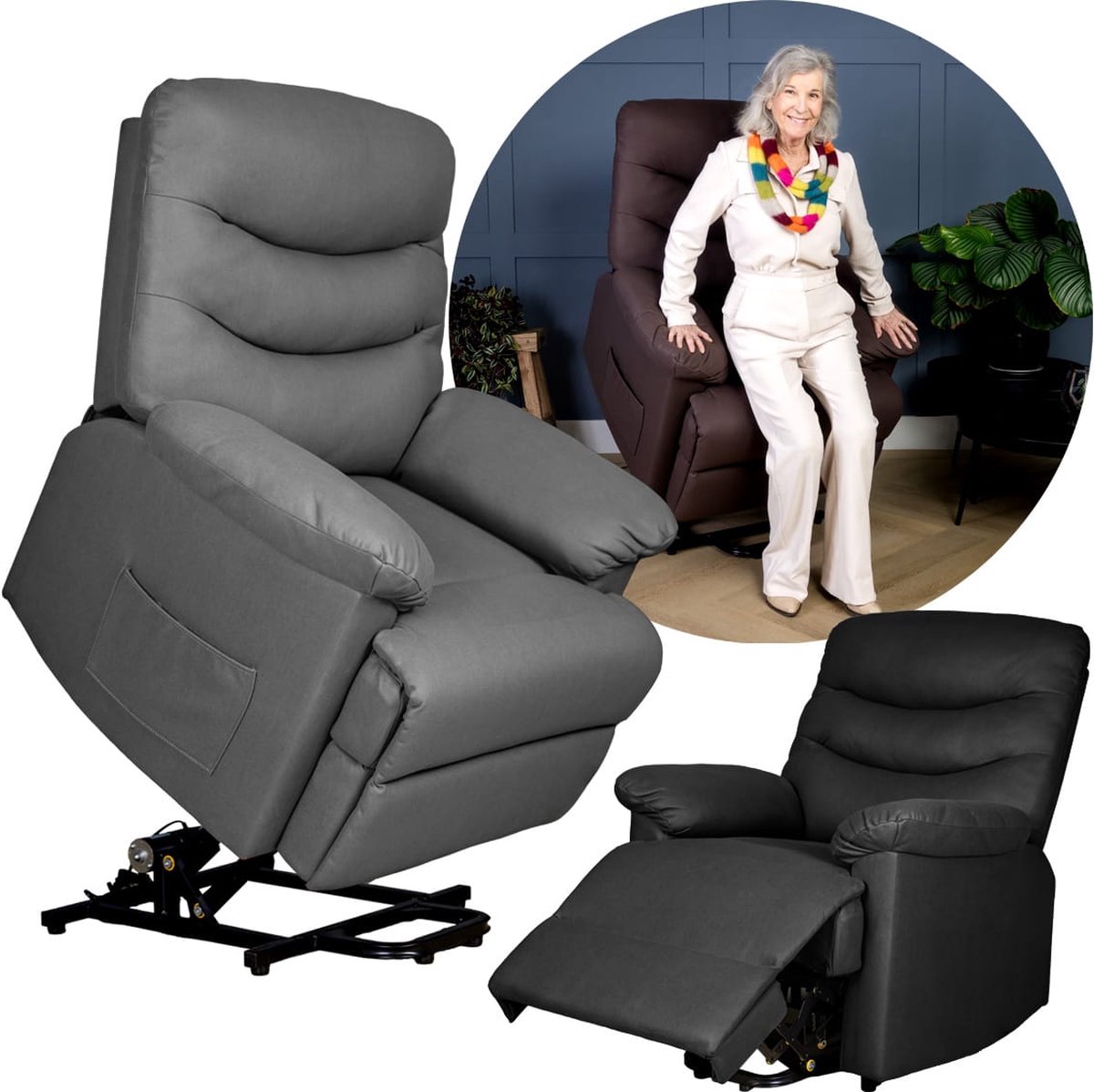 Vitadora Sta-op Stoel met Massage en Warmte Zwart