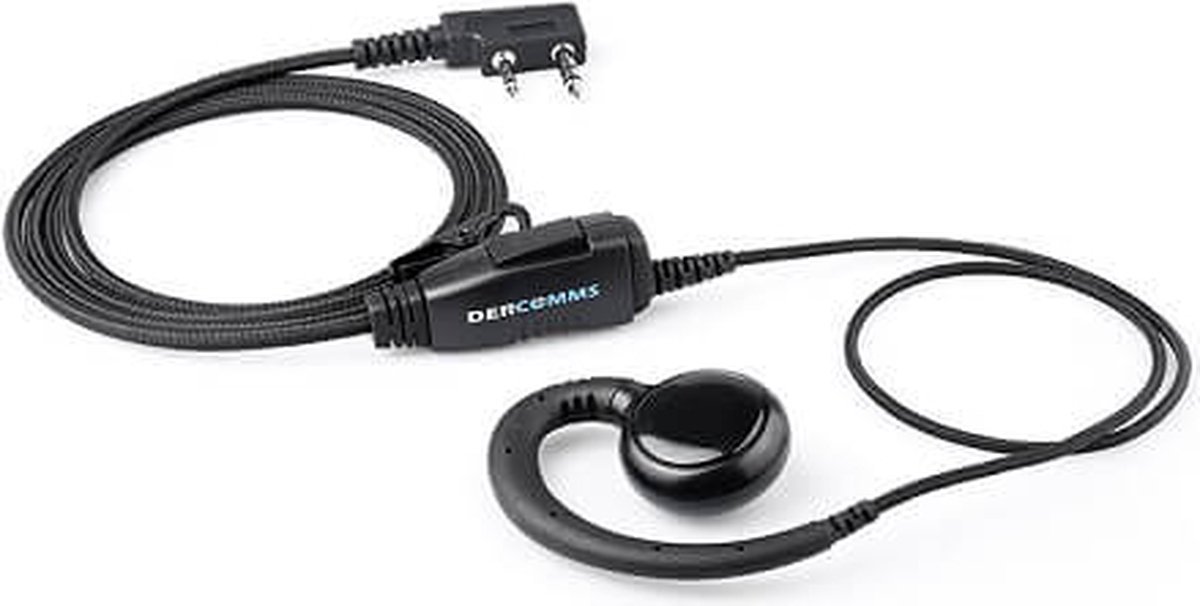 DerComms® Portofoon oortje voor Kenwood TK3201, TK3501, TK3401, TK3701, NX1200, NX1300 - C-ring met nylon mantel