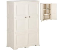 White-Label® Tuinkast - Tuinkist - Tuinkasten voor Buiten - Tuinberging - Kunststof - 80x45x125cm - Crème