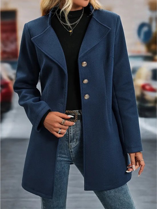 Bovista Mantel Dames - Tussenmantel - Jas - Mantelpakje - Trenchcoat - Overjas - Overcoat - Winter - Marineblauw - XL