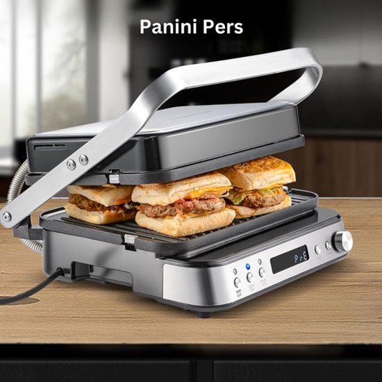 Multifunctioneel Wafelijzer - Met Verwisselbare Platen - Contact Grill - Tosti Apparaat - 4 in 1 Design - Tosti Ijzer - 2000W - Zilver van Thuys — afbeelding 5