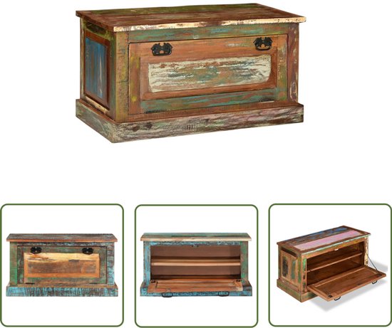 vidaXL Schoenenbank - Gerecycled Hout - 85x40x45 cm Schoenenbank - Entreehal - Schoenenkast - Opbergruimte - Hergebruikhout