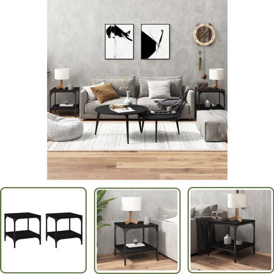 vidaXL Tables d'appoint 2 pcs 40 x 40 x 40 cm Noir Bois traité