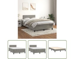 vidaXL Boxspring Fluweel 120x200 cm Lichtgrijs Boxspring Bed - Fluweel Bed - Tweepersoons Bed - Boxspring Set - Middenhard Matras