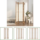The Living Store Paravent en Bamboe - 120 x 180 cm - Blanc crème - 3 panneaux