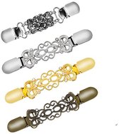 4 Stuks - Broche clip - Vestclip Dames - Vestklem - Klem Speld Sluitingen - Broche - 4 Stijlen - Broche Vestsluitingen - Vest Clip - Vestspeld - Antislip Vaste Gesp - legering - Goud,Zilver,Brons - 13*2.5cm