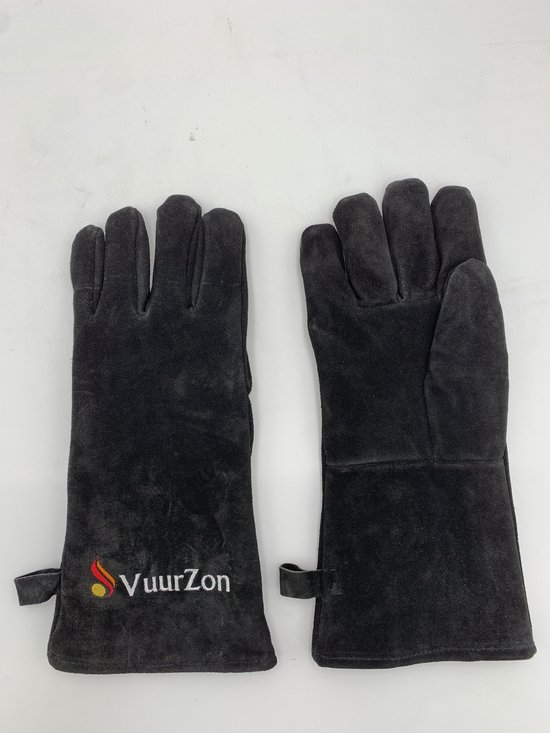 Foto: Hittebestendige handschoenen zwart suede hittebestendig grill handschoenen bbq