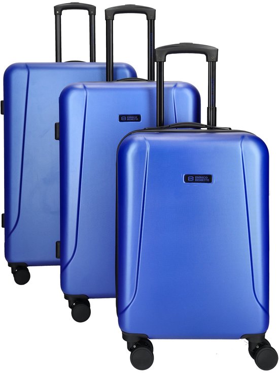 Coffret de valises Enrico Benetti - Coffret de valises 3 pièces - Serrure TSA - 4 roulettes doubles pivotantes - ABS - Edmonton - Blauw
