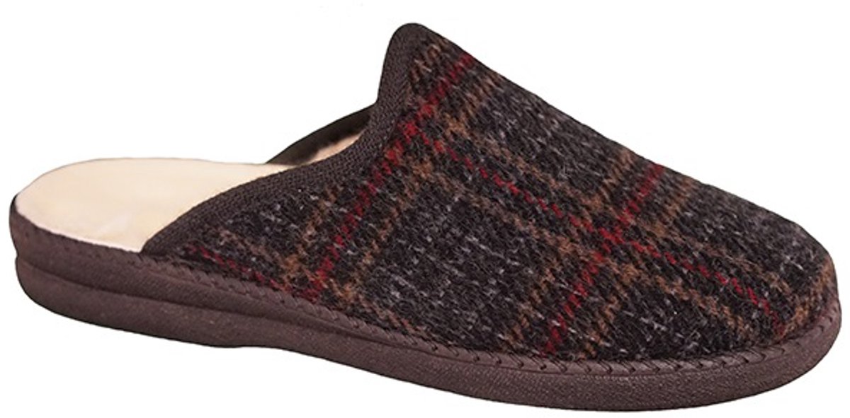 Neles Heren Pantoffel Muil/Slof - 50624 Grijs Geruit - Maat 42