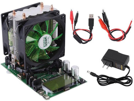 DollaTek Elektronische oplaadweerstand USB-interface ontlading batterij testcapaciteit 0,15-3 A 15 W met ventilator