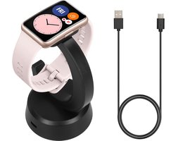 Station de charge pour montre connectée kwmobile compatible avec Huawei Watch Fit / Band 9 / Band 8 / Band 7 / Band 6 / Watch Fit 3 - Chargeur et support pour montre connectée - Avec aimant et câble de 100 cm en noir