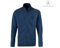 Chris Cayne vest - maat 3XL - blauw melange - structuur - vest met rits - zijzakken - mode - jacquard - grote maten - XXXL