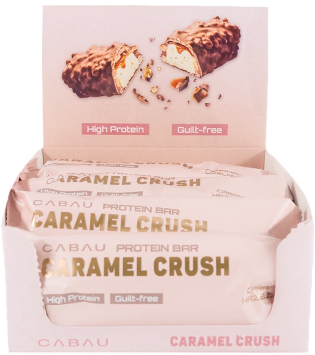 Goedkoopste Cabau Lifestyle Protein Bars - Caramel Hazelnut - 19 gram eiwit per reep - Echte chocolade, crunchy & laag in calorieën - Eiwitrepen - 12 stuks - Verantwoorde snack - Romig & rijk van smaak - Verzadigd gevoel - Helpt bij spierherstel & spiergroei