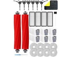 Accessoires geschikt voor Roborock Qrevo pro/Qrevo Maxv/Qrevo Plus/Qrevo S, accessoireset, stofzuigeronderdelen, met 2 x hoofdborstel, 6 x stofzak, 8 x dweildoeken, 4 x filter, 6 x zijborstels, 1 x