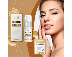 1 Verstevigend Gezichtsserum met 1 Anti- Aging Collageen Gezichtsmasker - Verstevigende Crème met Collageen & Hyaluronzuur - Instant Lift, Vocht boost voor Alle Huidtypes, Verzacht Fijne Lijntjes