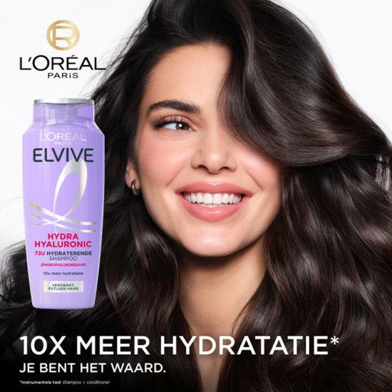 L'Oréal Paris Elvive Hydra Hyaluronic Shampoo - Haarverzorging voor verzwakt, futloos haar - 10x meer hydratatie - Shampoo voordeelverpakking - 6x 250 ml