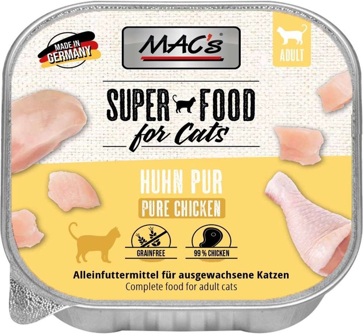 MACs Mac’s Kattenvoer Natvoer - Vlees kuipje 70% Kippenvlees 6 x 85g
