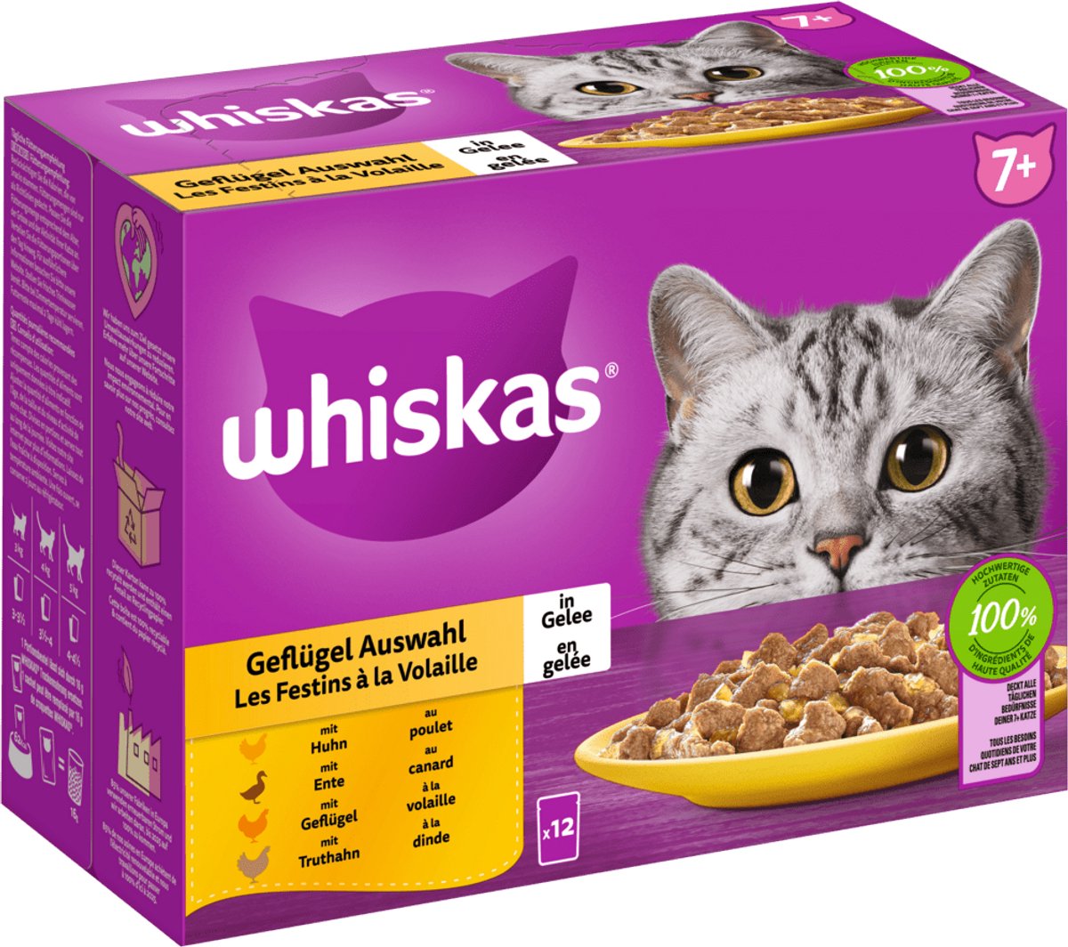 Whiskas Whiskas 7+ Gevogelte Selectie Gelei 12x85g 4-pack - Gevogelte