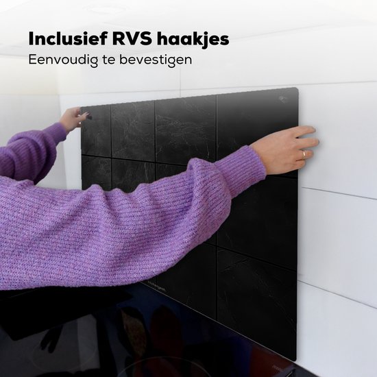 KitchenYeah® Protection plaque induction 60x52 cm - Noir - Carreaux - Protege plaque de cuisson - Couvre plaque induction - Protecteur d'induction - Cuisine