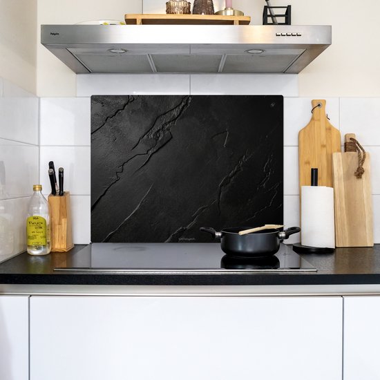 KitchenYeah® Protection plaque induction 80x55 cm - Noir - Pierre - Béton - Protege plaque de cuisson - Couvre plaque induction - Protecteur d'induction - Cuisine
