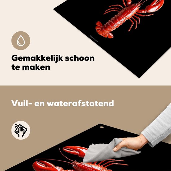 KitchenYeah® Protection plaque induction 58.3x51.3 cm - Homard - Rouge - Noir - Homard - Protege plaque de cuisson - Couvre plaque induction - Protecteur d'induction - Cuisine