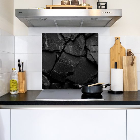 KitchenYeah® Protection plaque induction 60x55 cm - Noir - Pierre - Rock - Protege plaque de cuisson - Couvre plaque induction - Protecteur d'induction - Cuisine