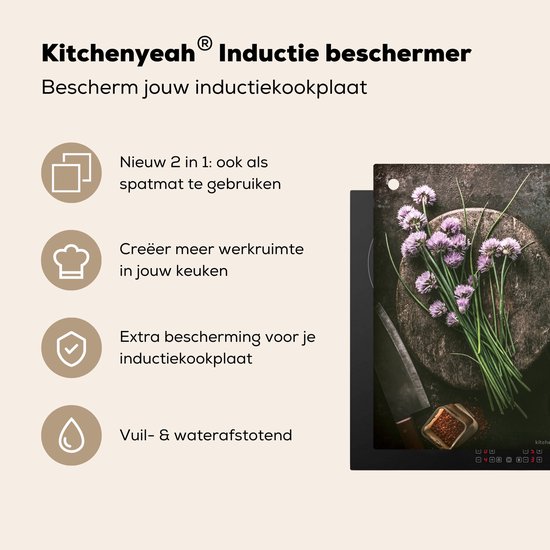 KitchenYeah® Protection plaque induction 57.6x51.6 cm - Herbes - Épices - Nature morte - Protege plaque de cuisson - Couvre plaque induction - Protecteur d'induction - Cuisine
