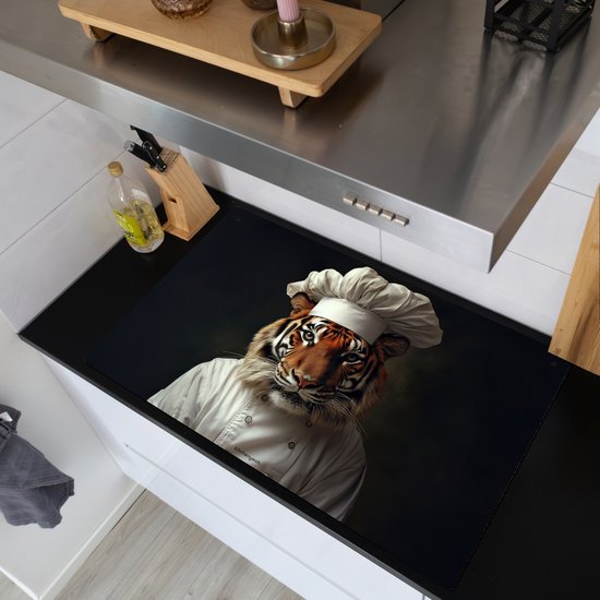 KitchenYeah® Protection plaque induction 91.6x52.7 cm - Tigre - Vêtements de cuisine - Marron - Animal - Protege plaque de cuisson - Couvre plaque induction - Protecteur d'induction - Cuisine