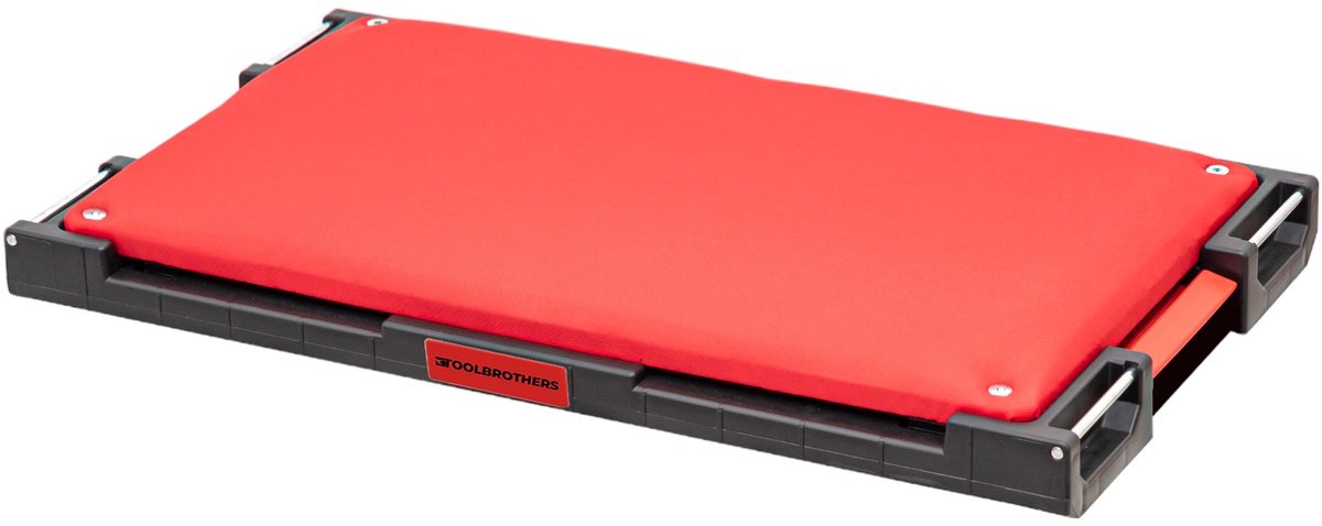 Toolbrothers RHINO XXL multi-adapterplaat + afneembaar zitkussen in rood voor je mobiele werkplaats