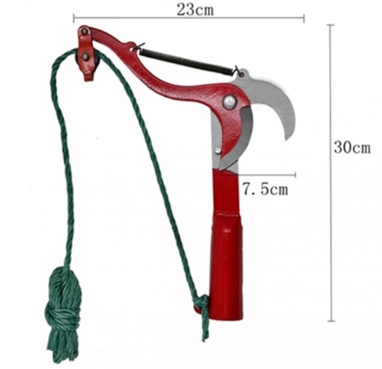 Snoeischaar - Snoeischaar vanuit de lucht - Blad Trimmer - Tuinschaar - Plantenschaar - Hoog koolstofstaal - rood - Met 1,5m touw - Tuinfruitboom takkenschaar van Greenmount — afbeelding 5