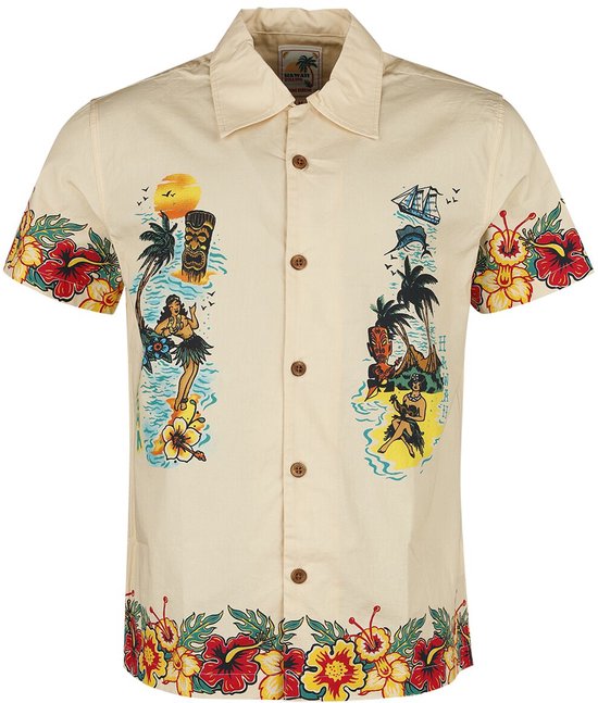 King Kerosin Honolulu Tropical Hawaiian Style Heren Shirt met korte mouwen - XXL