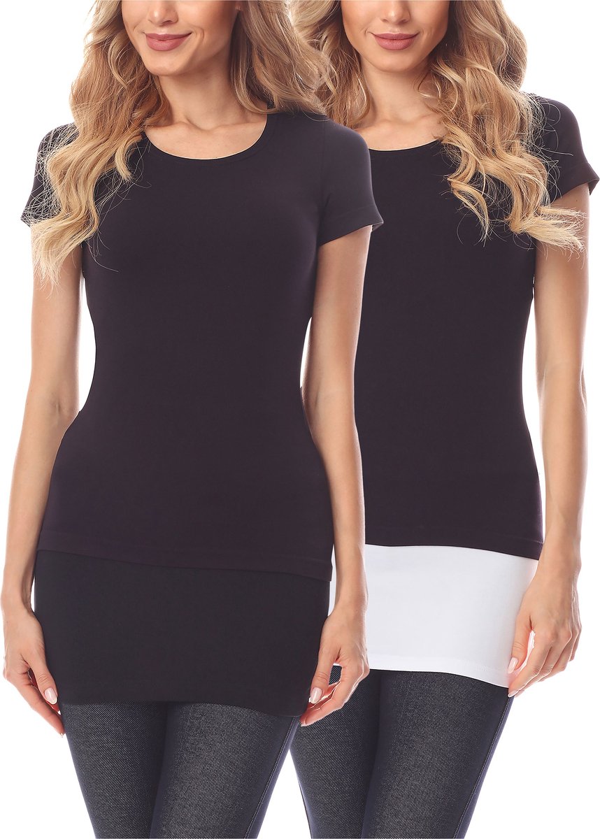 Merry Style Damesverlengband voor overhemden T-shirts – S - Zwart/wit (2Pack) - MS-MS10-202-BB