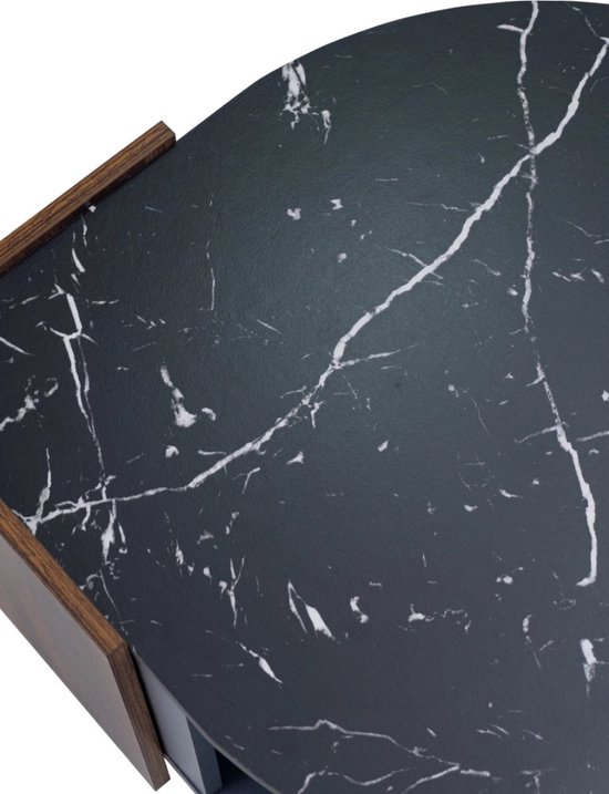 SeraphicCharm Marmeren salontafel rond wit met opbergruimte ronde salontafel wit set van 2 50 70 cm woonkamertafel modern met houten lade voor woonkamer tafel uittrekbare salontafel