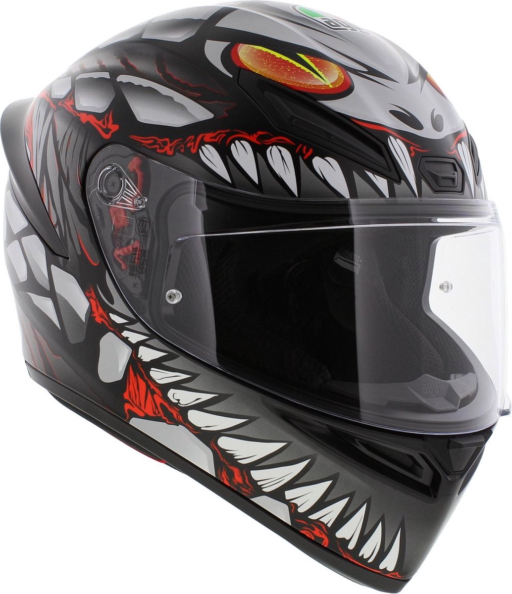 AGV K1 S LYZARD MATT BLACK/GREY/RED - Maat S - Integraal helm - Scooter helm - Motorhelm - Zwart - Scooterhelmen mannen en vrouwen. – foto 3