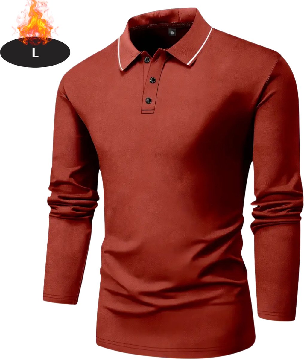 Bovista Poloshirt Heren T-Shirt Heren Shirt Overhemd Polo Shirt Lange Mouwen Baksteenrood