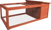 Konijnenhok met ren – Compact konijnenhok voor buiten met nachthok en uitloop – 120x65x51 cm – Flamingo Konijnenhok Atto Classic Bruin