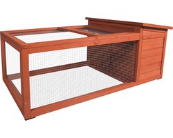 Konijnenhok met ren – Compact konijnenhok voor buiten met nachthok en uitloop – 120x65x51 cm – Flamingo Konijnenhok Atto Classic Bruin