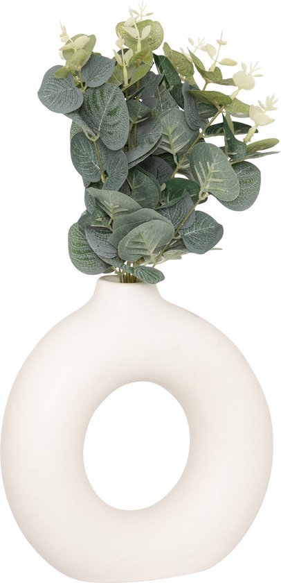Plante artificielle eucalyptus Atmosphera avec vase en céramique - 20x7x37cm - Wit