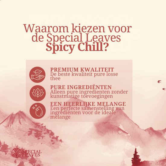 Waarom kiezen voor Special Leaves Spicy Chill? Premium kwaliteit, pure ingrediënten zonder kunstmatige toevoegingen, en een heerlijke melange voor de ideale mix.