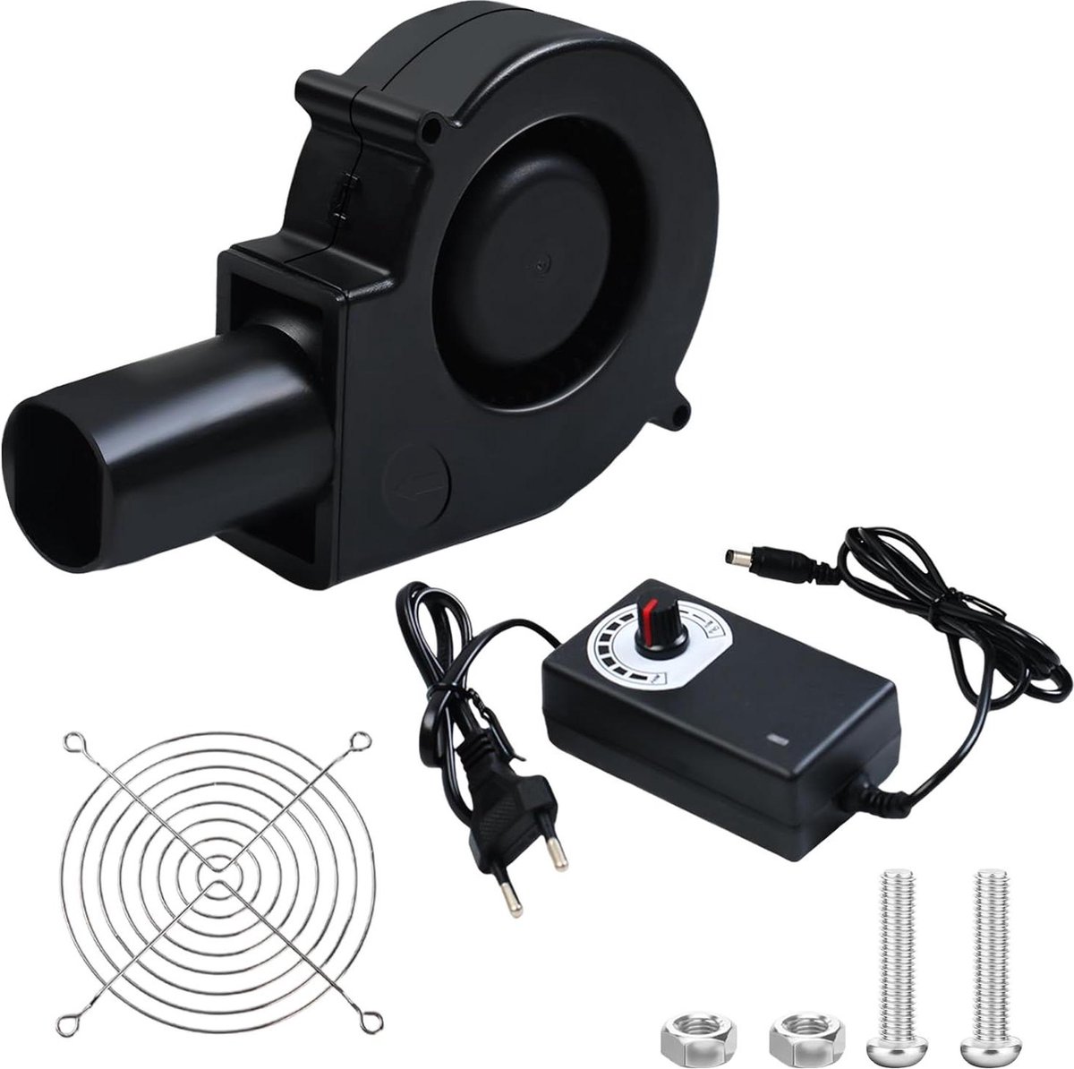 Image of AC 230 V turbineventilator 12 V regelbare koelventilator met dubbele kogellagers voor opblaasbare grill - BBQ ventilatorvervanging .