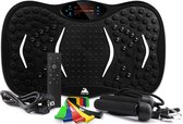 Evoland Trilplaat fitness set - Incl. Resistance band (5 Kleuren) - 5 trainingsprogramma's - 99 snelheidniveaus - Met bluetooth muziek - Trilplaat voor benen bloedsomloop - Trainingsapparatuur voor uithoudingstraining - Zwart