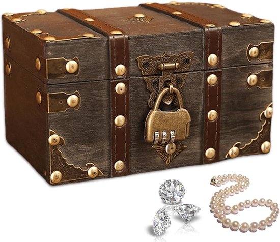 Vintage houten schatkist met slot voor kinderen - ideaal voor het